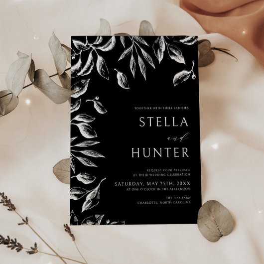 Moderne Victoriaans bruiloft in zwart-wit Kaart