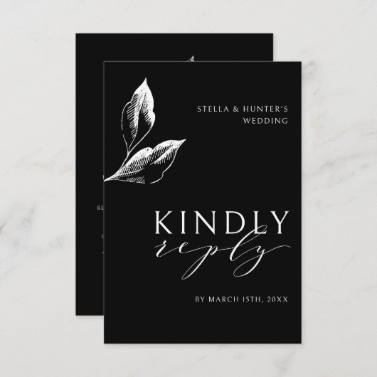 Moderne Victoriaans Monochrome Bruiloft RSVP Informatiekaartje (Voorkant / Achterkant)