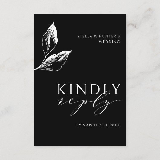 Moderne Victoriaans Monochrome Bruiloft RSVP Informatiekaartje (Voorkant)