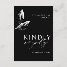 Moderne Victoriaans Monochrome Bruiloft RSVP Informatiekaartje