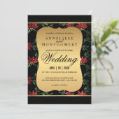 Moderne Victoriaans rode glitter bloemenbruiloft Kaart (Staand voorkant)