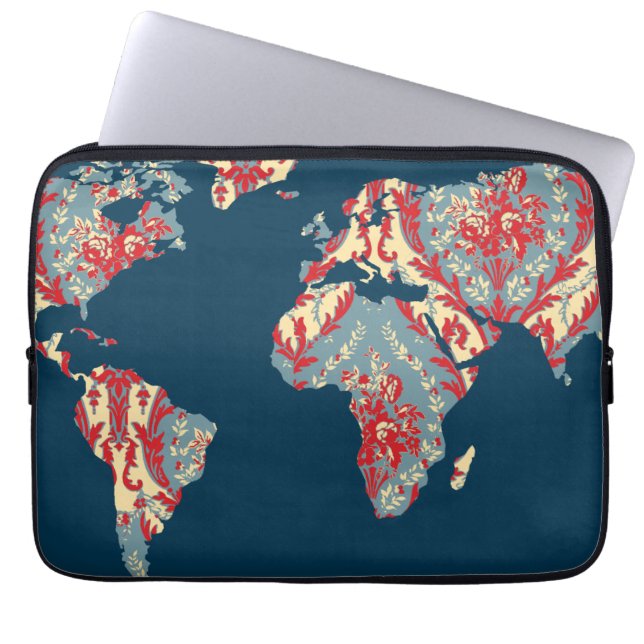 Moderne Victoriaans Wereldkaart | Wereldreiziger H Laptop Sleeve (Voorkant)