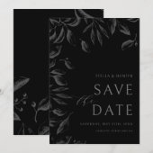 Moderne Victoriaans zwart-wit Greenery sparen de D Save The Date (Voorkant / Achterkant)