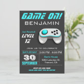 Moderne videogame Aqua Kids Birthday Party Kaart (Staand voorkant)