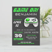 Moderne videogame groene kinderen Birthday Party Kaart (Staand voorkant)