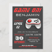 Moderne videogame Red Kids Birthday Party nodigt u Kaart (Voorkant)