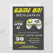 Moderne videogame Yellow Kids Birthday Party Kaart (Voorkant)