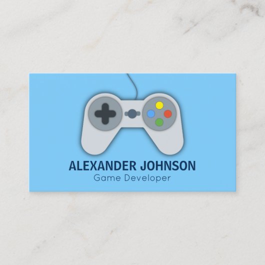 Moderne videogameontwikkelaars, ontwerpers, animat visitekaartje (Voorkant)