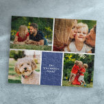 Moderne vier favoriete familiefoto's collage legpuzzel<br><div class="desc">Pas uw vier favoriete familiefoto's aan met uw familienaam. Creëer een unieke fotocollage,  geheugen en geschenk. Een heerlijk koepel voor de schat!</div>