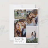 Moderne vier foto bruiloft Dank u Bedankkaart (Voorkant)