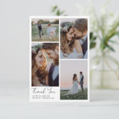 Moderne vier foto bruiloft Dank u Bedankkaart (Staand voorkant)