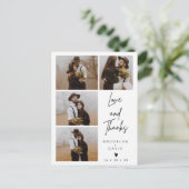 Moderne vier foto bruiloft dank u Briefkaart (Staand voorkant)