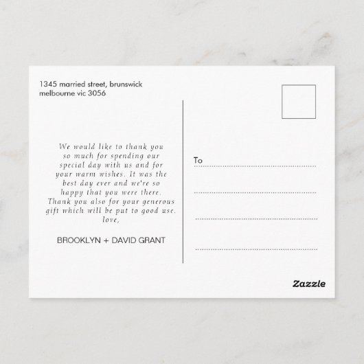 Moderne vier foto bruiloft dank u Briefkaart (Achterkant)