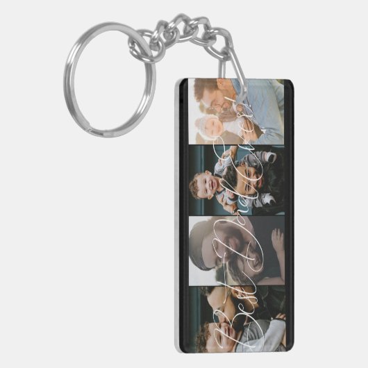 Moderne vier foto collage beste vader ooit sleutelhanger (Voorkant Links)