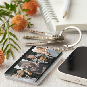 Moderne vier foto collage beste vader ooit sleutelhanger