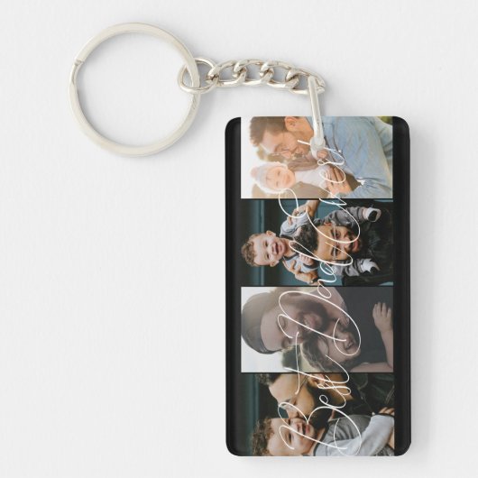 Moderne vier foto collage beste vader ooit sleutelhanger (Voorkant)