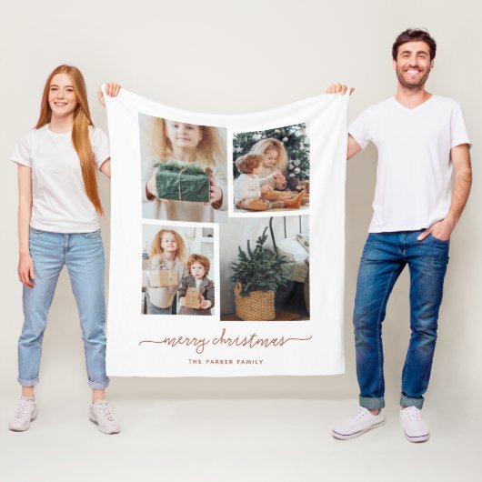 Moderne vier foto collage fleece deken (In situ)