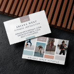 Moderne Vier Foto Collage Personal Trainer Fitness Visitekaartje<br><div class="desc">De voorkant van het visitekaartje heeft vier foto collage lay-out met meerdere kleuren box grid design. Personaliseer met uw foto's, monogram en bedrijfsnaam. De achterkant is voorzien van de contactgegevens, monogram en bedrijfsnaam in een schone en minimale lay-out. U kunt de tekstgrootte, het lettertype, de kleuren en de achtergrondkleur aanpassen...</div>