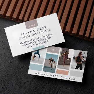 Moderne Vier Foto Collage Personal Trainer Fitness Visitekaartje