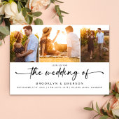 Moderne vier foto-QR-code RSVP-huwelijk Kaart