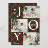 Moderne vier fotocollage | Joy Merry Christmas Feestdagenkaart (Voorkant / Achterkant)