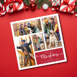 Moderne Vier Fotocollage Vrolijk Kerstfeest Feestdagenkaart<br><div class="desc">Moderne rode vier foto collage vrolijke kerst vakantie Kaart</div>