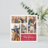 Moderne Vier Fotocollage Vrolijk Kerstfeest Feestdagenkaart (Staand voorkant)