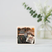 Moderne vier-fotosignatuurcrème Casual Vierkante Visitekaartje (Staand voorkant)