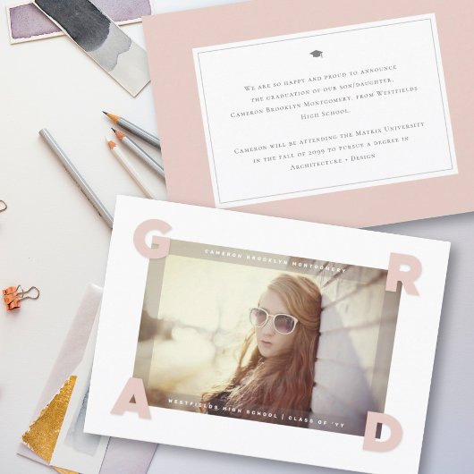 Moderne vier hoeken AFSTUDEERDER Eenvoudig foto-Af Aankondiging