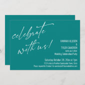 Moderne Vier met ons Teal Trouwreceptie Kaart (Voorkant / Achterkant)