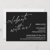 Moderne Vier met ons Zwarte Trouwreceptie Kaart (Voorkant)