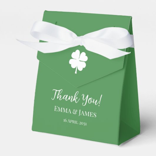 Moderne vierbladige klaver St. Patrick's Day dank Bedankdoosjes (Voorkant Zijde)