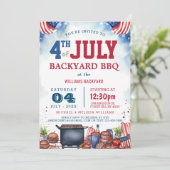 Moderne Vierde Juli Achtertuin BBQ I BBQ Thema Kaart (Staand voorkant)