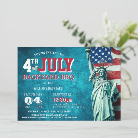 Moderne vierde juli achtertuin BBQ Kaart (Staand voorkant)