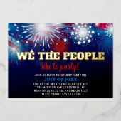 Moderne vierde juli-feestviering Patriotisch Folie Uitnodiging (Voorkant)