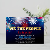 Moderne vierde juli-feestviering Patriotisch Folie Uitnodiging (Staand Voorkant)