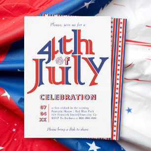 Moderne vierde juli typografie viering kaart