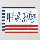 Moderne vierde uitnodiging van juli (Voorkant / Achterkant)