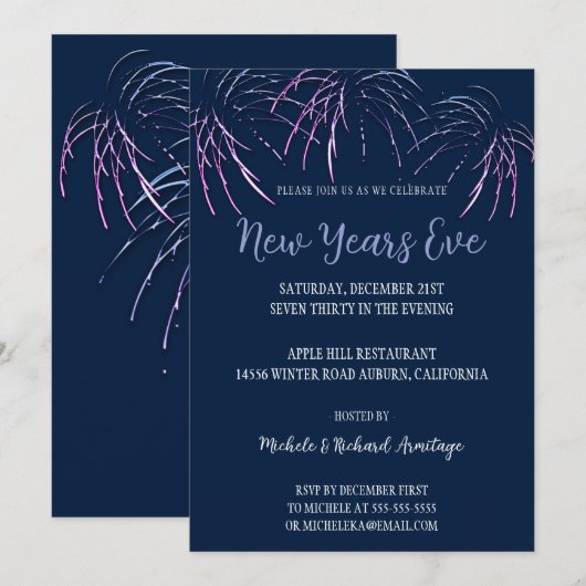Moderne viering nieuwjaarsuitnodiging kaart (Voorkant / Achterkant)