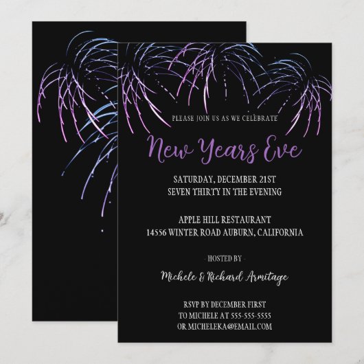 Moderne viering nieuwjaarsuitnodiging kaart (Voorkant / Achterkant)