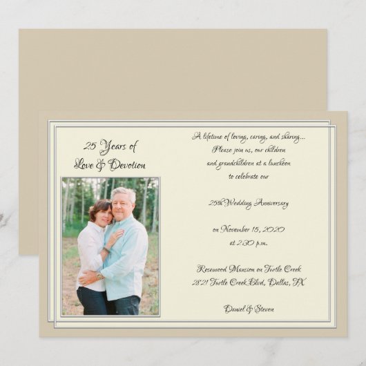 Moderne viering van 25-jarig jubileum kaart (Voorkant / Achterkant)