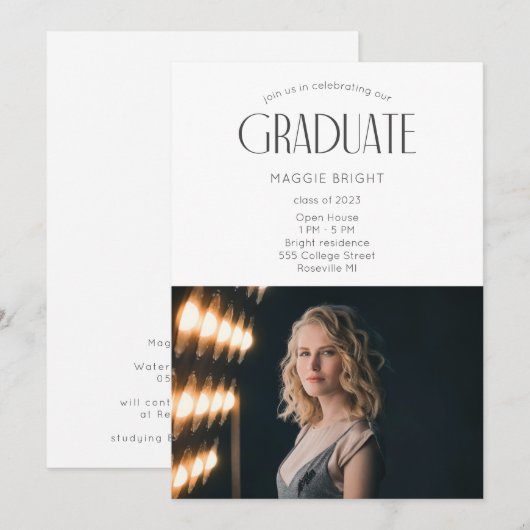 Moderne viering van de Open House voor afgestudeer Kaart (Voorkant / Achterkant)