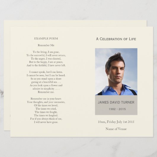 Moderne viering van het begrafenisprogramma Life (Voorkant / Achterkant)