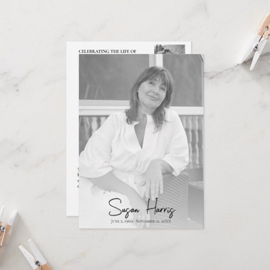 Moderne viering van het begrafenisprogramma Life Kaart (Voorkant / Achterkant in situ)