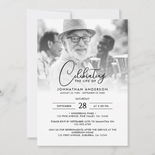 Moderne viering van het leven begrafenis herdenkin kaart (Voorkant)