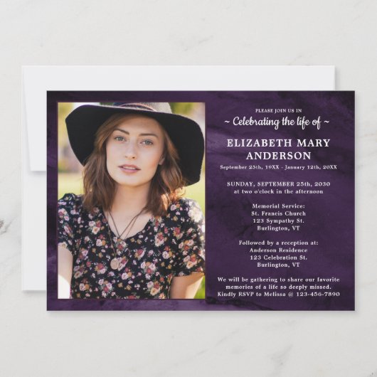 Moderne viering van het leven begrafenis Paarse ma Kaart (Voorkant)