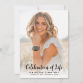 Moderne viering van het leven Eenvoudige foto begr Kaart (Voorkant)