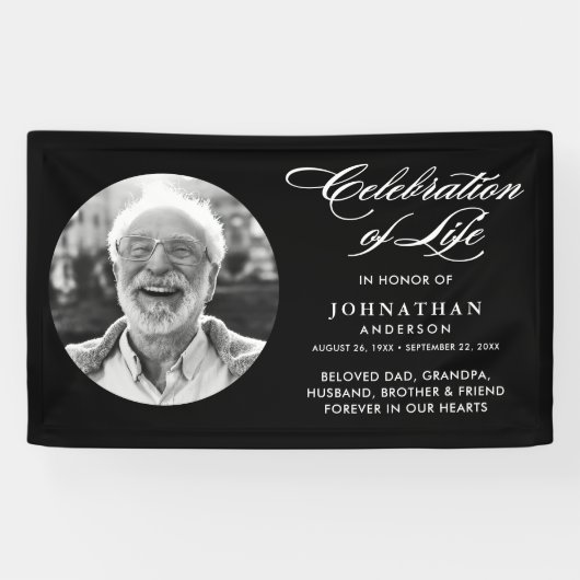 Moderne viering van het leven Elegant script en fo Spandoek (Horizontaal)