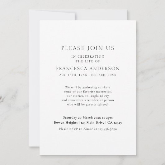 Moderne viering van het leven Foto Memorial begraf Kaart (Achterkant)