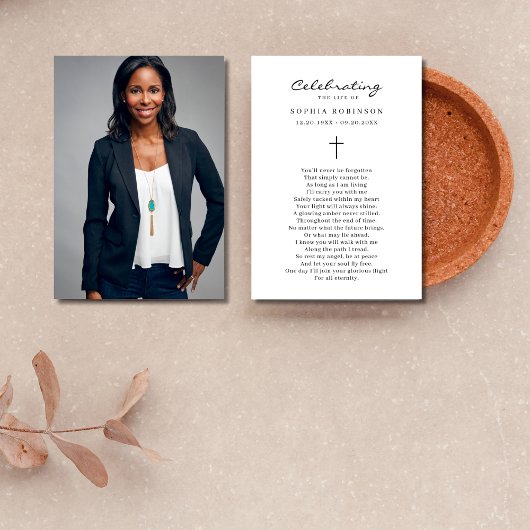 Moderne viering van het leven Foto Memorial begraf Kaart